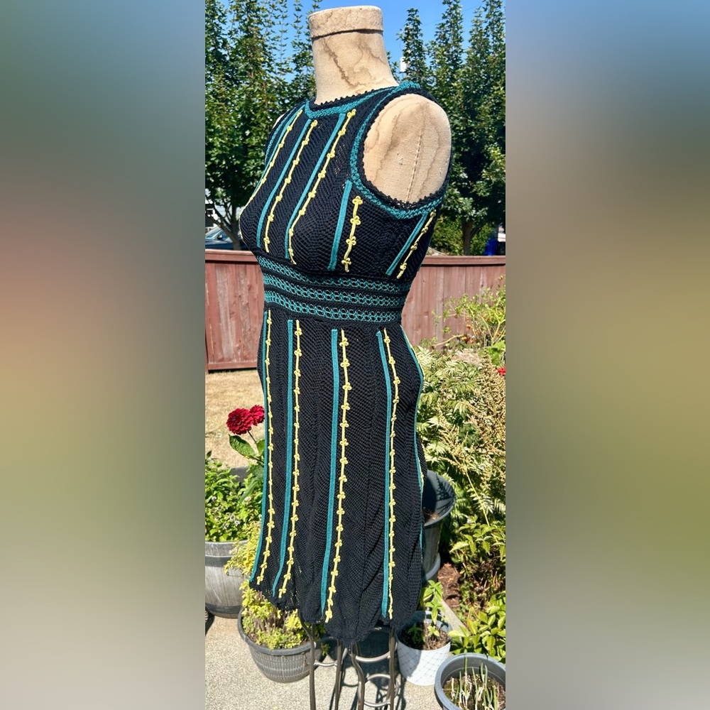 Elegant Black and Yellow Knit Dress